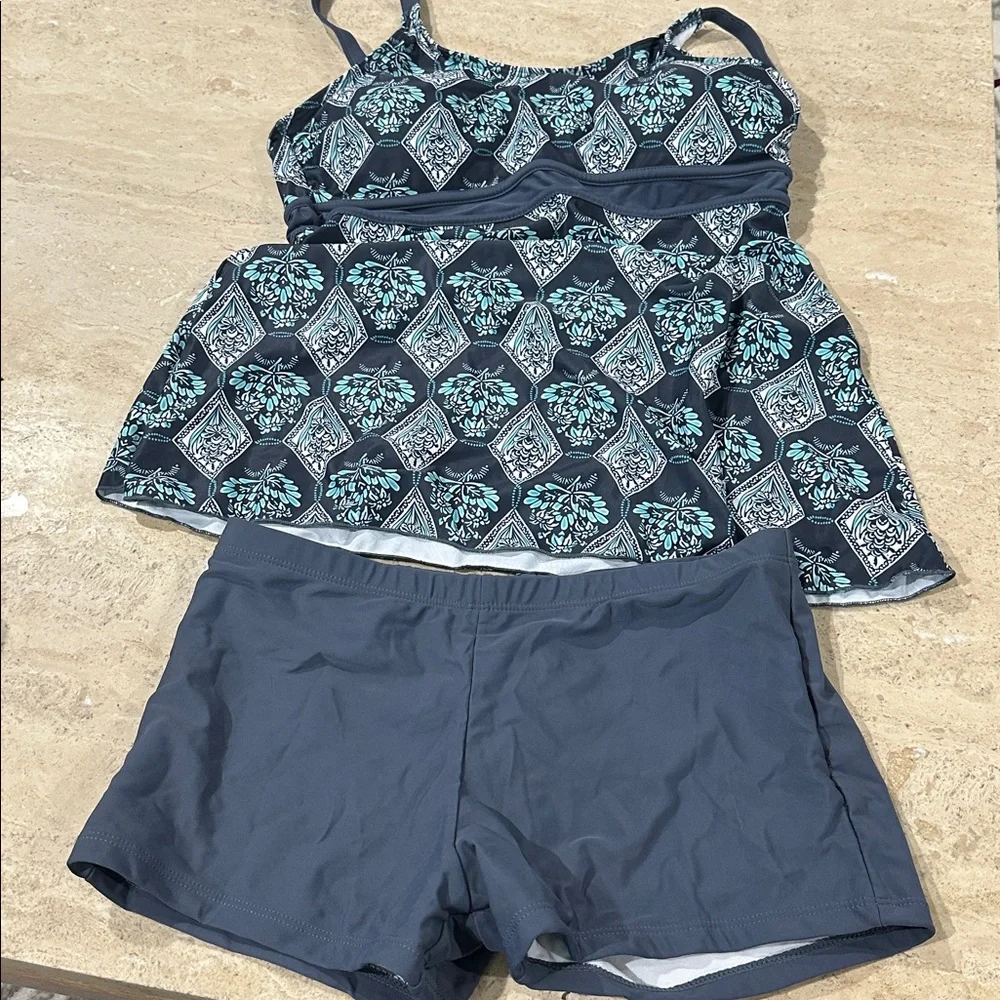 Womens Tankini Swimsuits Two piece Tummy Control Bathing Suit Modest NWT L - Picture 2 of 2